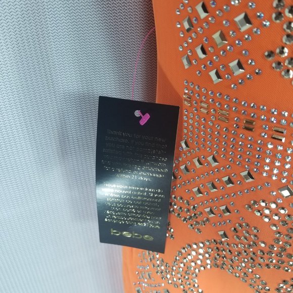 BEBE EMBELLISHED OPEN SHOULDERS DRESS $149 - XXS XS M - ORANGE - NEW WITH TAGS - Picture 5 of 7